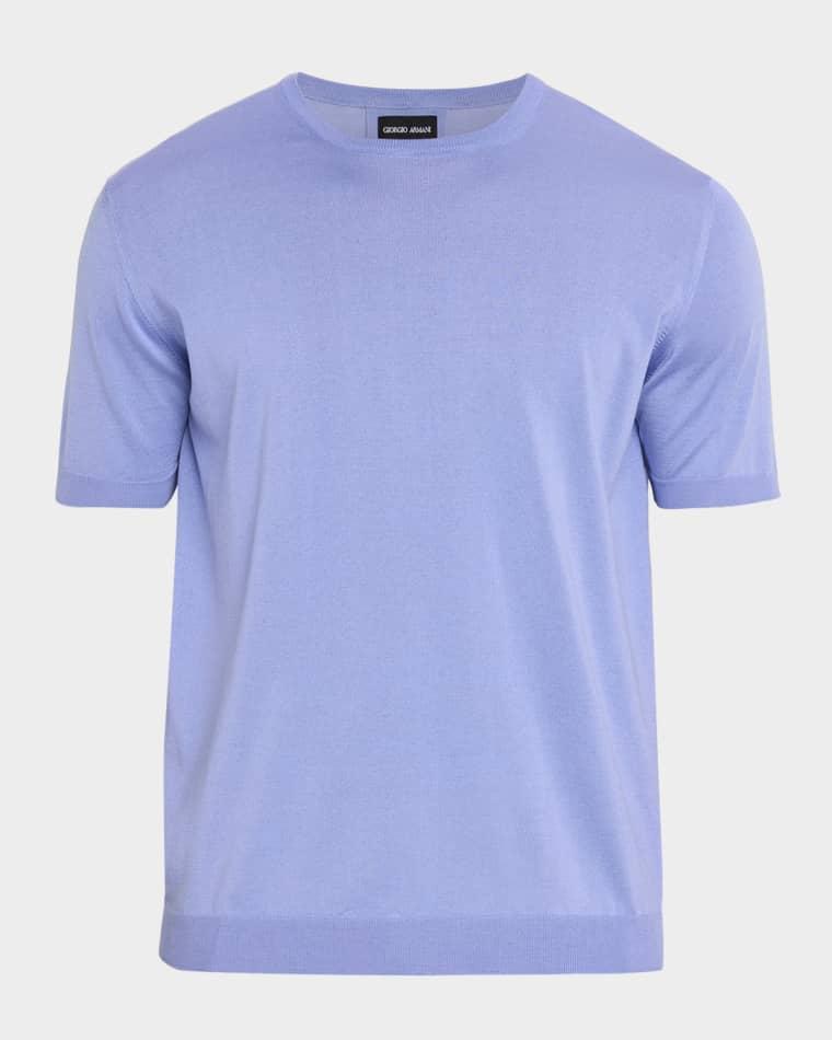 Men's Cotton and Silk Short-Sleeve Crewneck Sweater by GIORGIO ARMANI