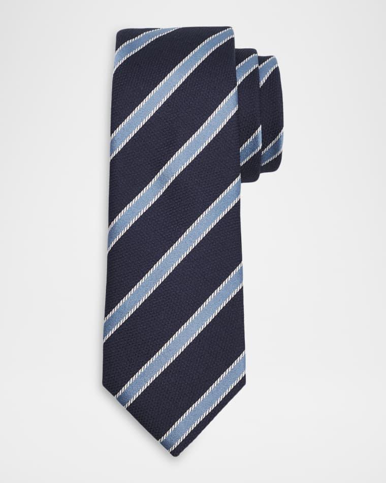 Men's Diagonal Stripe Silk Tie by GIORGIO ARMANI
