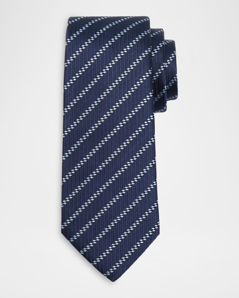 Men's Diagonal Striped Woven Silk Jacquard Tie by GIORGIO ARMANI