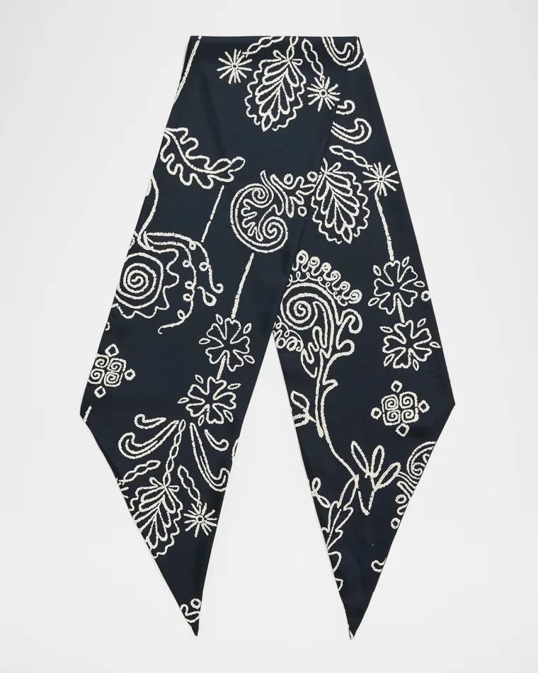 Men's Floral Artwork Silk Neck Scarf by GIORGIO ARMANI