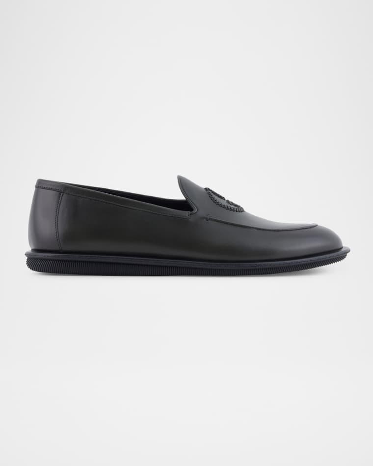 Men's Leather Monogram Slipper Loafers by GIORGIO ARMANI