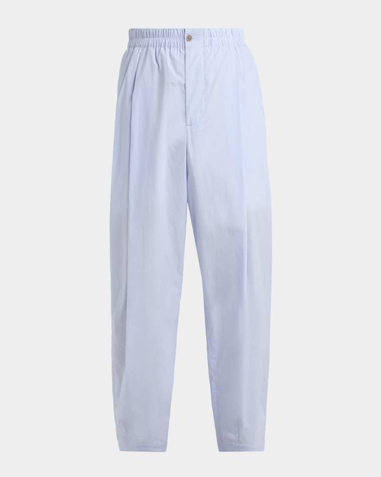 Men's Poplin Pleated Straight Leg Trousers by GIORGIO ARMANI