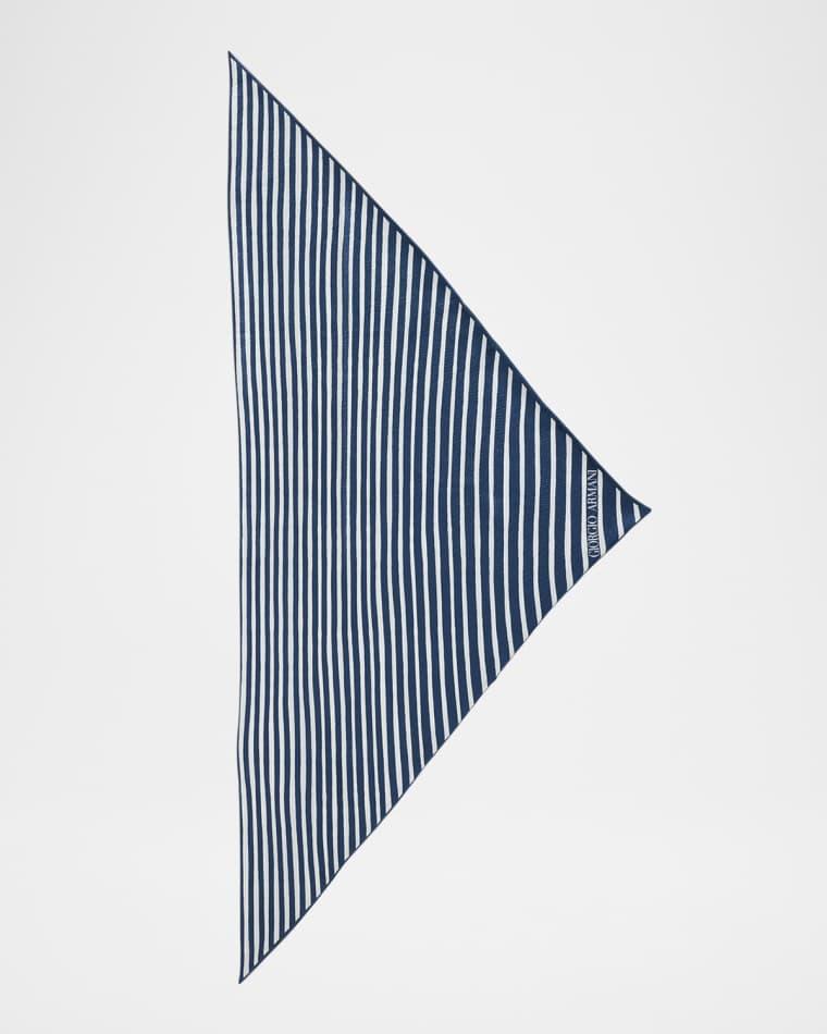 Men's Silk Stripe Neck Scarf by GIORGIO ARMANI