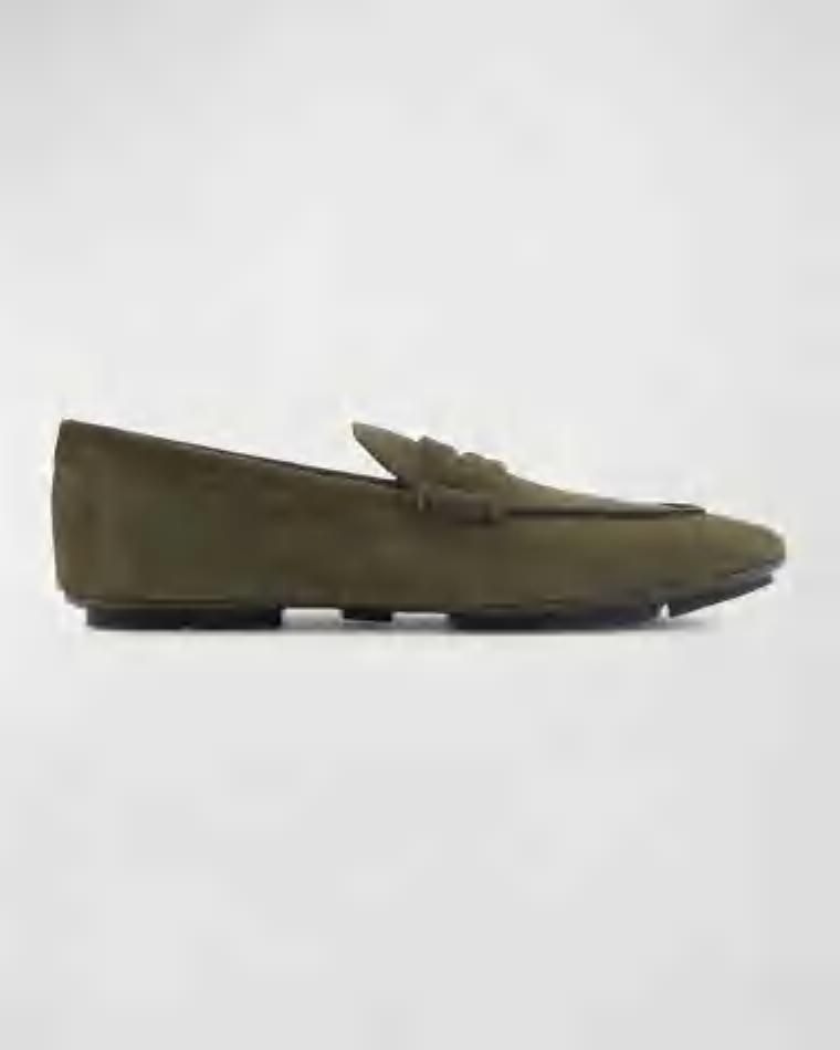 Men's Suede Driver Penny Loafers by GIORGIO ARMANI