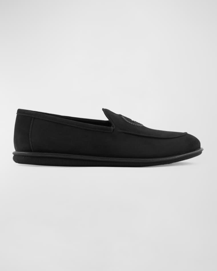 Men's Suede Logo Slip-On Loafers by GIORGIO ARMANI