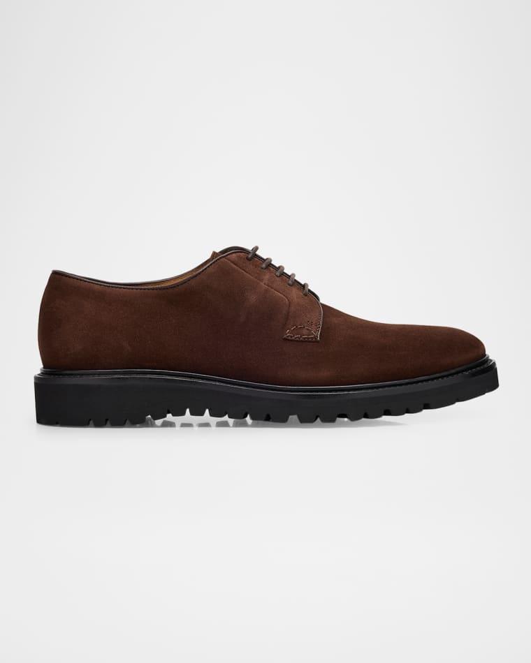 Men's Suede Rubber-Sole Derby Shoes by GIORGIO ARMANI