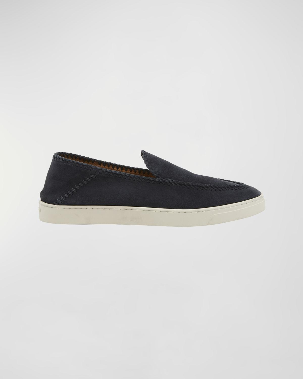 Men's Suede Sneaker-Sole Loafers by GIORGIO ARMANI