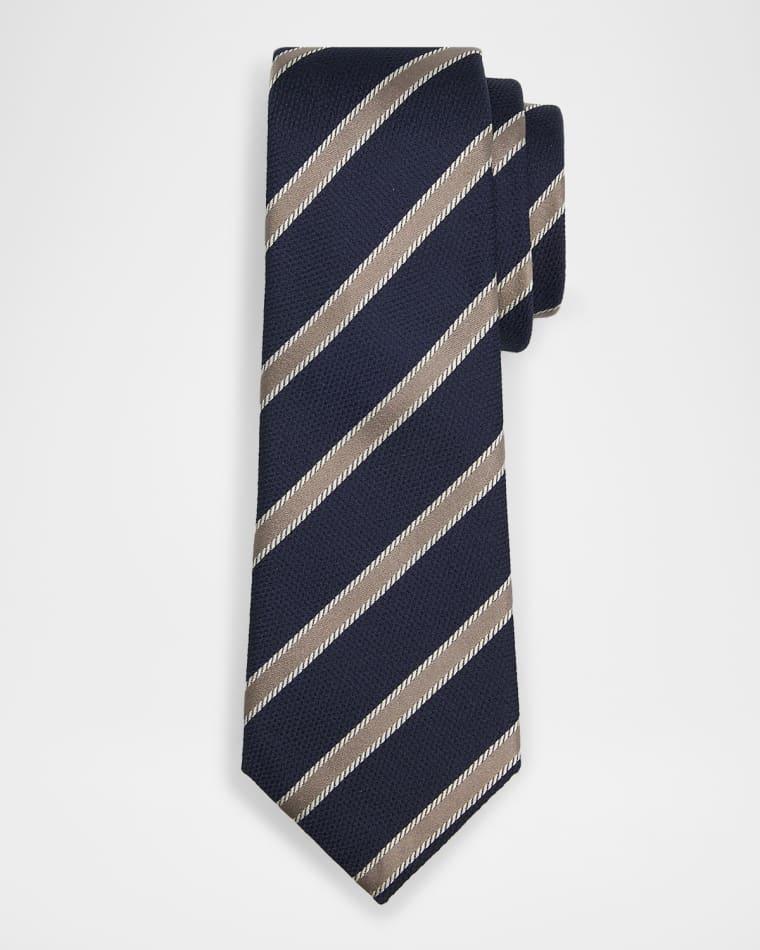 Men's Woven Stripe Silk Tie by GIORGIO ARMANI