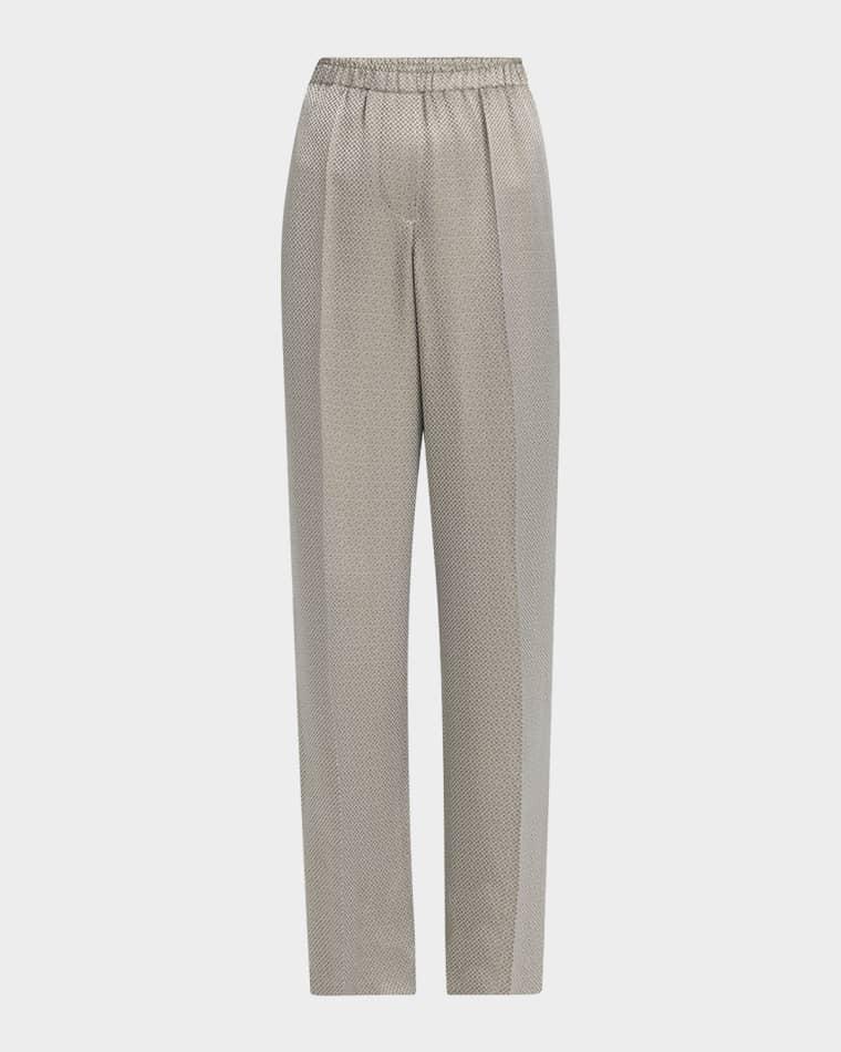 Micro Jacquard Straight-Leg Pull-On Trousers by GIORGIO ARMANI