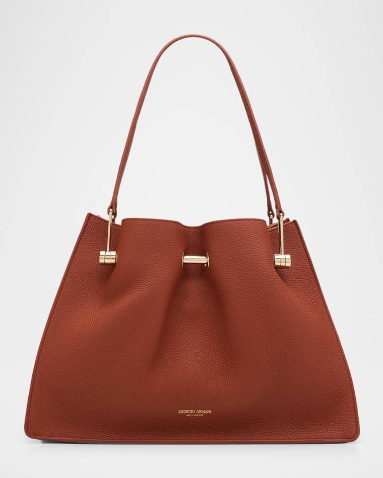 Pebbled Leather Small Shopper Bag by GIORGIO ARMANI