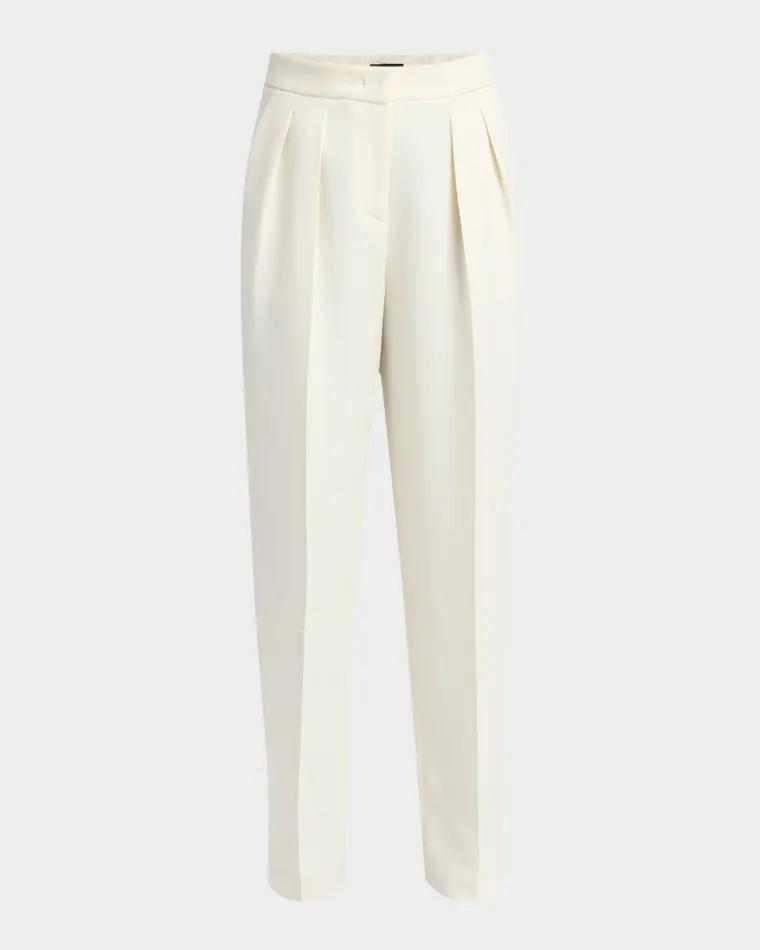 Pleated Cady Straight-Leg Tuxedo Trousers by GIORGIO ARMANI