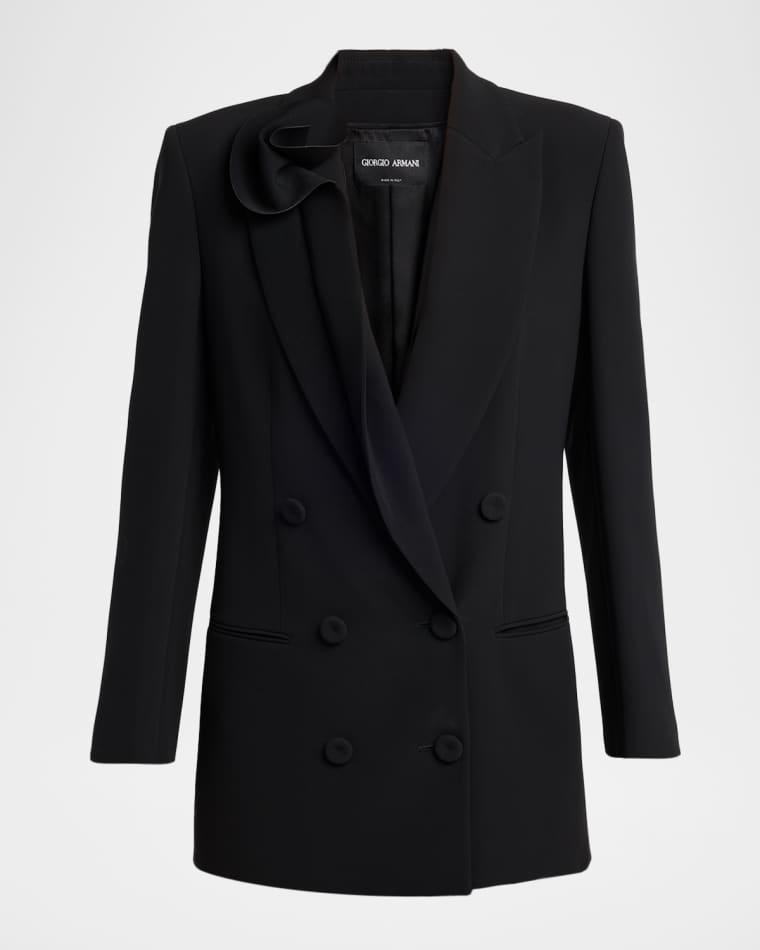 Rosette Lapel Double-Breasted Blazer Jacket by GIORGIO ARMANI