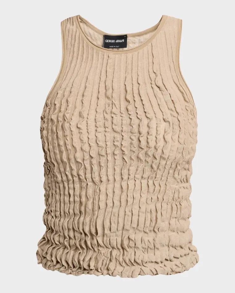 Ruffle Knit Tank Top by GIORGIO ARMANI