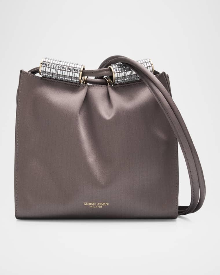 Satin Shoulder Bag with Rhinestone Detail by GIORGIO ARMANI
