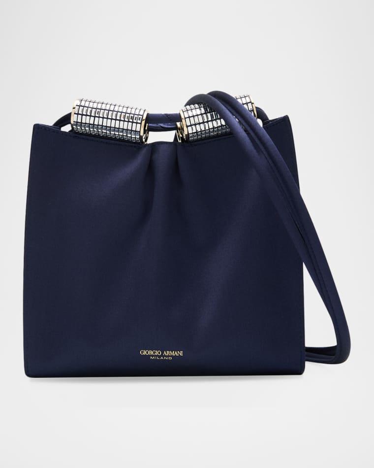 Satin Shoulder Bag with Rhinestone Detail by GIORGIO ARMANI