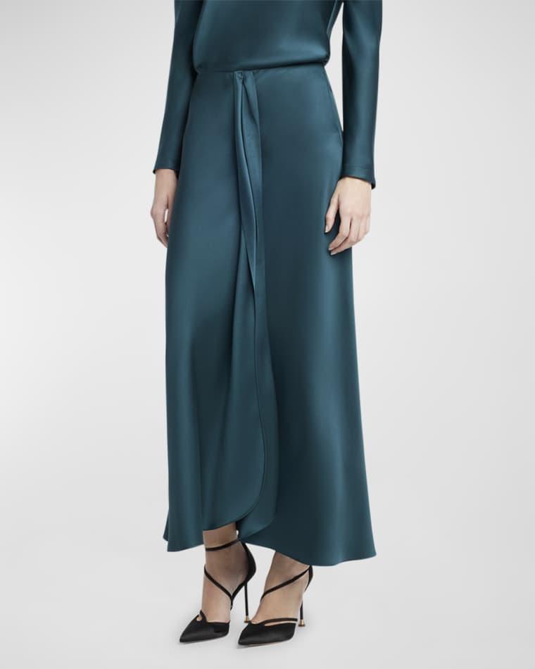 Silk Center-Pleat Midi Skirt by GIORGIO ARMANI