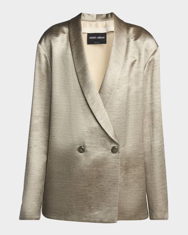 Silk Double-Breasted Blazer Jacket by GIORGIO ARMANI
