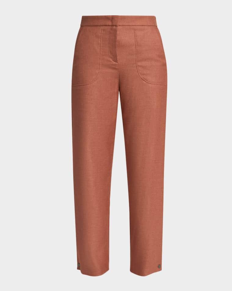 Silk Wool Straight-Leg Trousers by GIORGIO ARMANI
