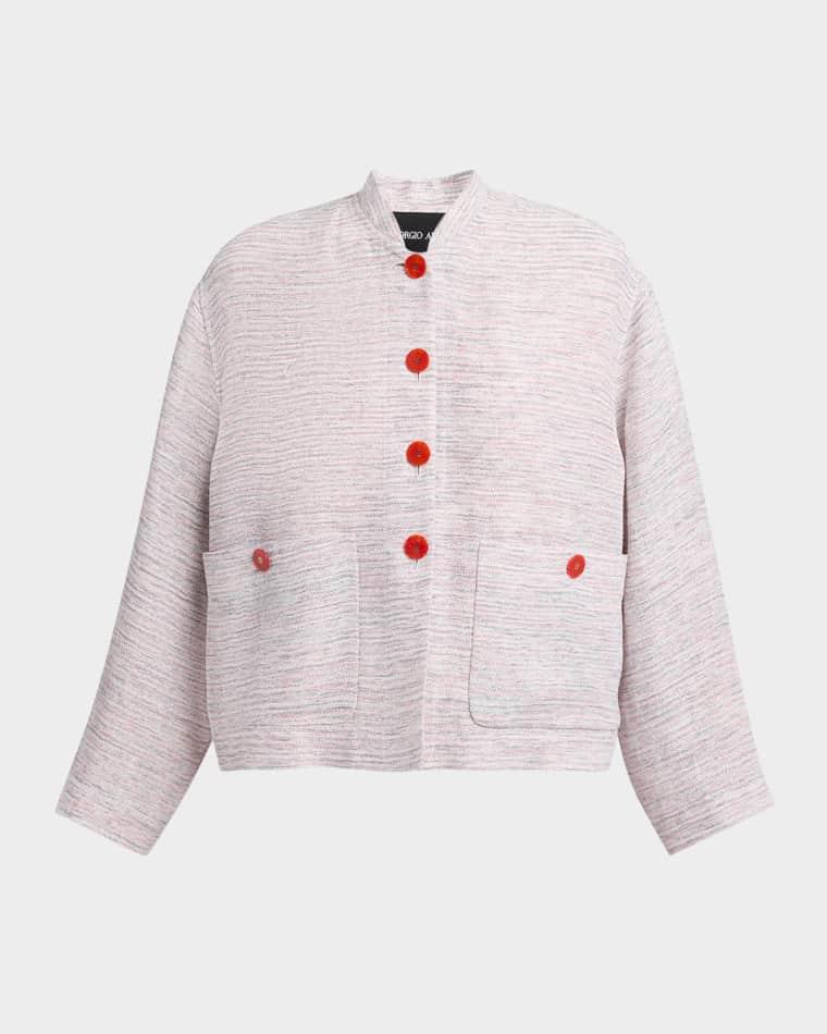 Single-Breasted Linen Caban Coat by GIORGIO ARMANI