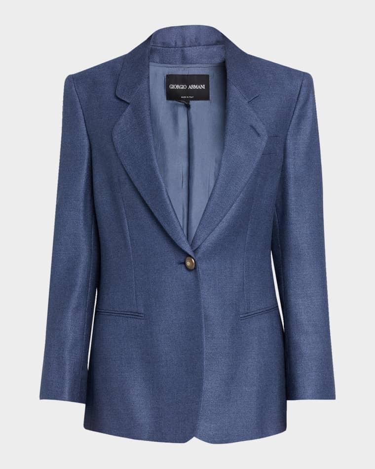 Single-Breasted Silk Blazer Jacket by GIORGIO ARMANI