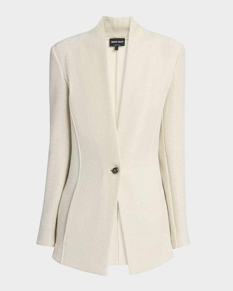 Single-Breasted Tweed Blazer Jacket by GIORGIO ARMANI