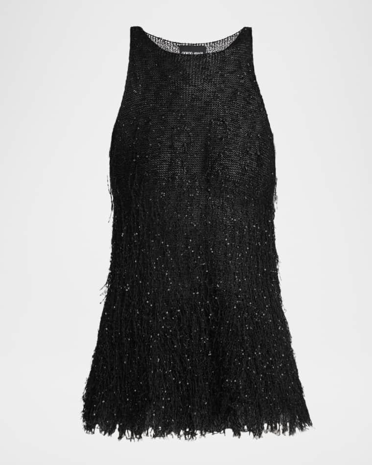 Sleeveless Beaded Fringe Knit Top by GIORGIO ARMANI