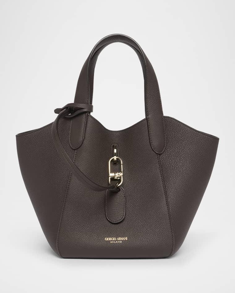 Small Grain Leather Tote Bag by GIORGIO ARMANI