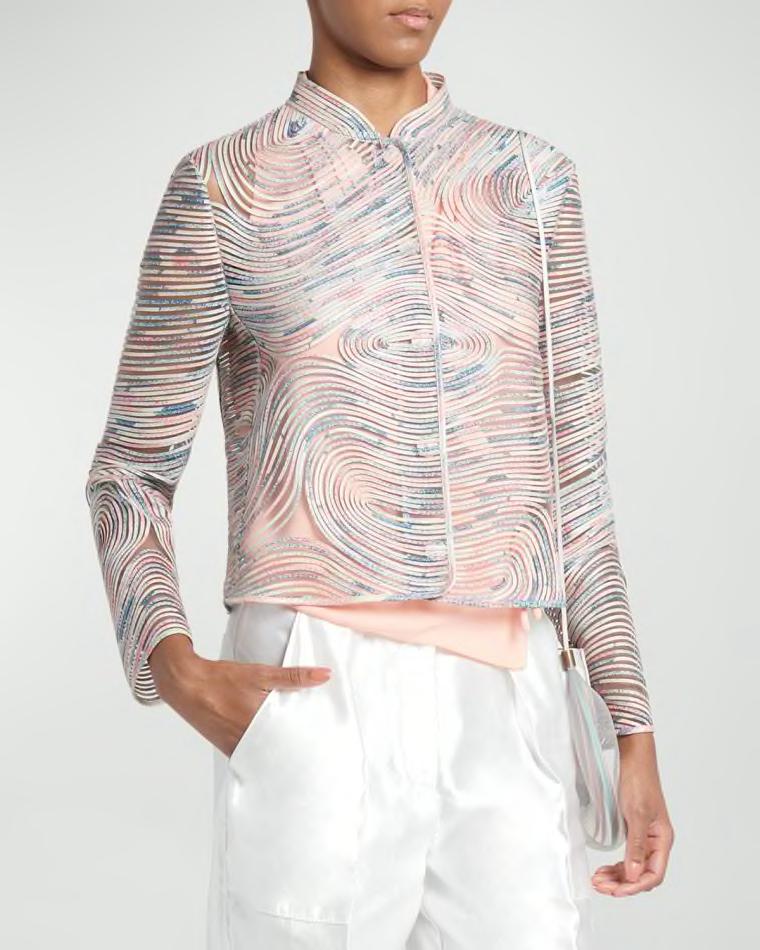 Soutache Leather Short Jacket by GIORGIO ARMANI