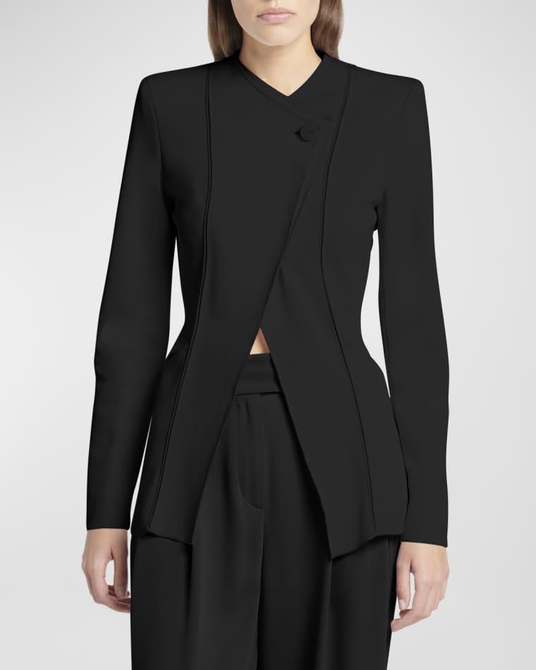 Stretch Viscose Asymmetrical Knit Jacket by GIORGIO ARMANI
