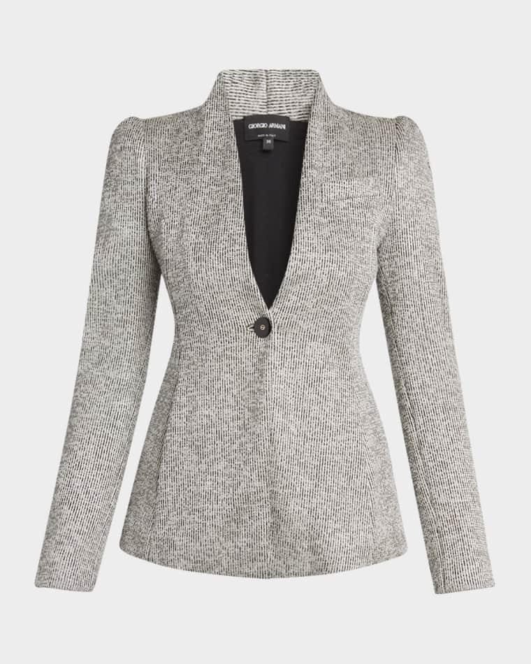 Textured Jersey Jacquard Single-Breasted Blazer by GIORGIO ARMANI