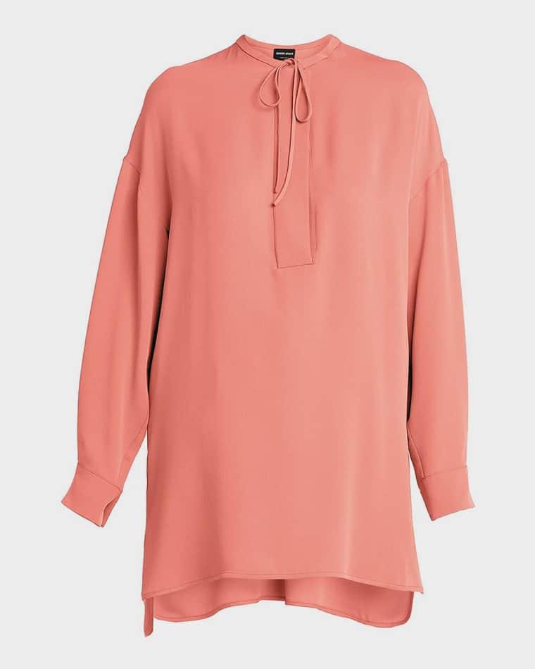 Triple Silk Georgette Neck-Tie Blouse by GIORGIO ARMANI