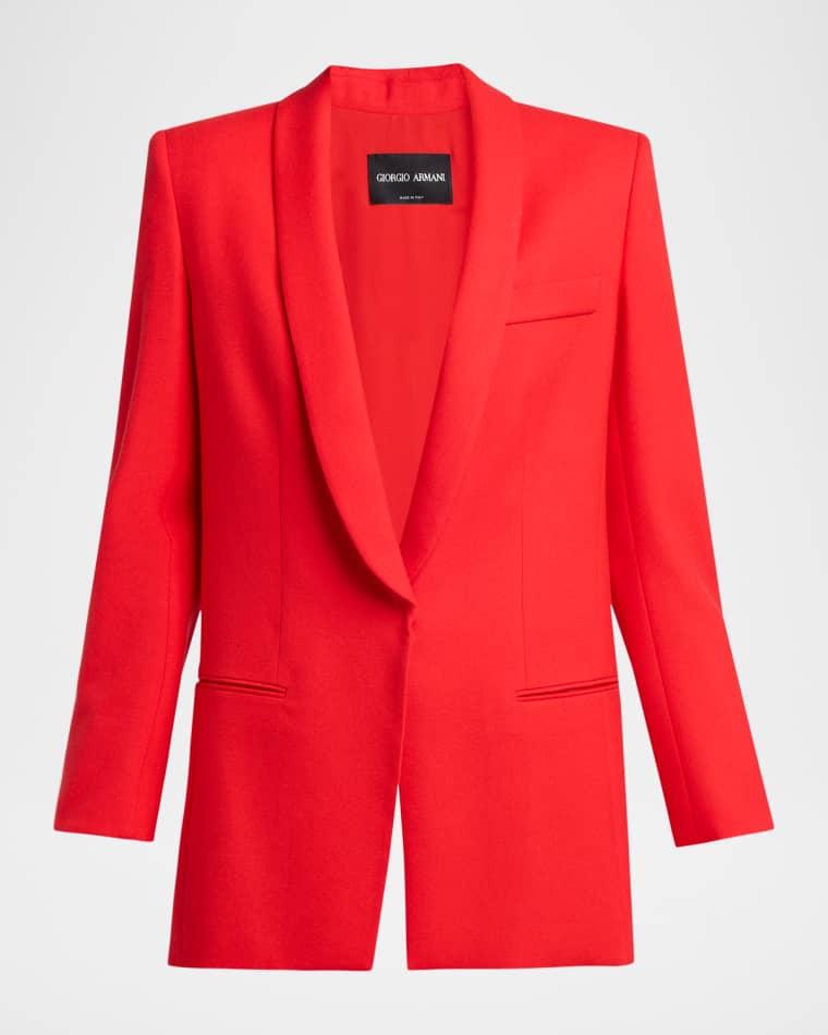 Virgin Wool Single-Breasted Longline Blazer by GIORGIO ARMANI
