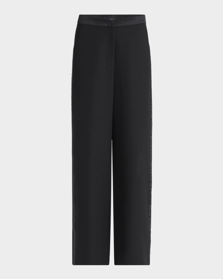 Wide-Leg Beaded Silk Tuxedo Pants by GIORGIO ARMANI