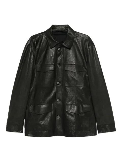 buttoned pocket leather jacket by GIORGIO ARMANI