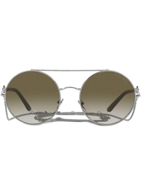 chain-detail round-frame sunglasses by GIORGIO ARMANI