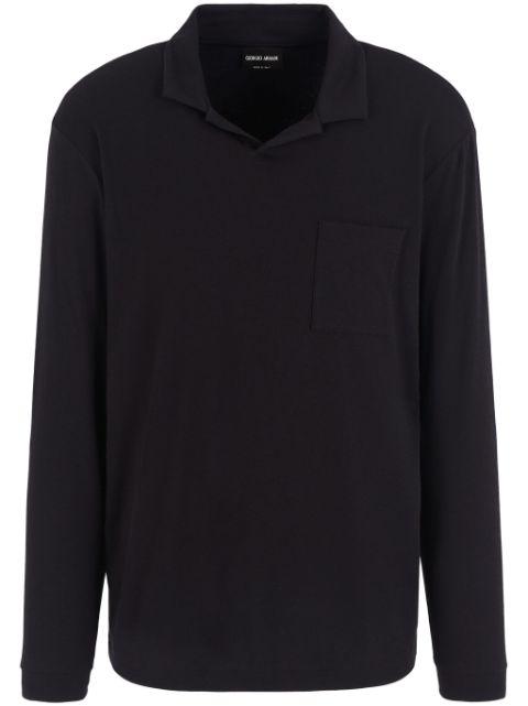 cotton-blend long-sleeved polo shirt by GIORGIO ARMANI