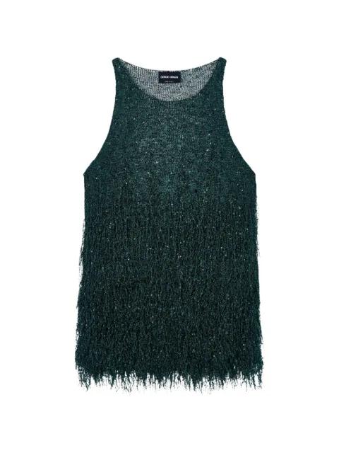 crew-neck sleeveless fringed top by GIORGIO ARMANI