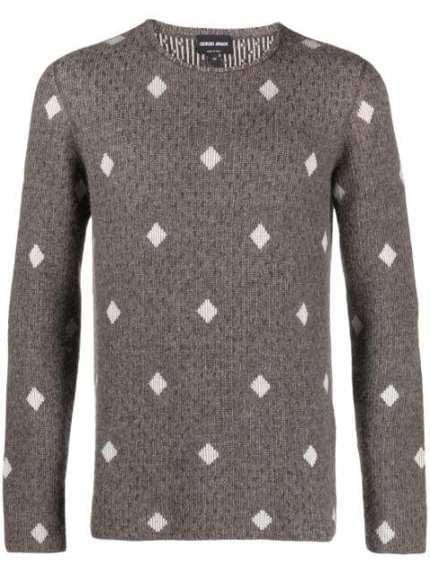 diamond-jacquard crew-neck jumper by GIORGIO ARMANI