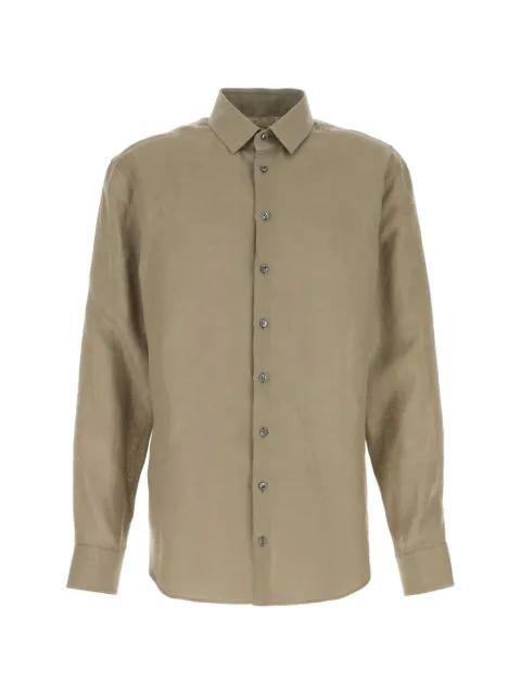dove grey linen shirt by GIORGIO ARMANI