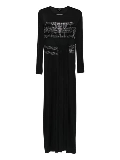 embellished mesh-panel midi dress by GIORGIO ARMANI