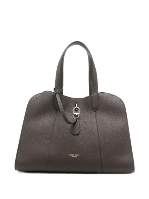 grained leather clasp tote bag by GIORGIO ARMANI