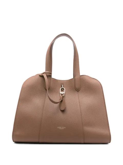 grained leather tote bag by GIORGIO ARMANI