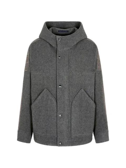 hoodied buttoned peacoat by GIORGIO ARMANI