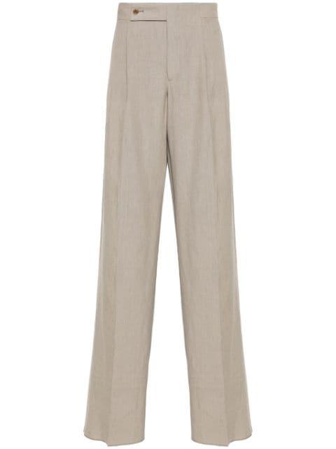 linen straight-leg trousers by GIORGIO ARMANI