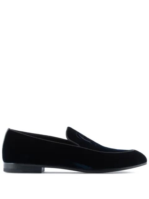 logo-debossed velvet-finish loafers by GIORGIO ARMANI