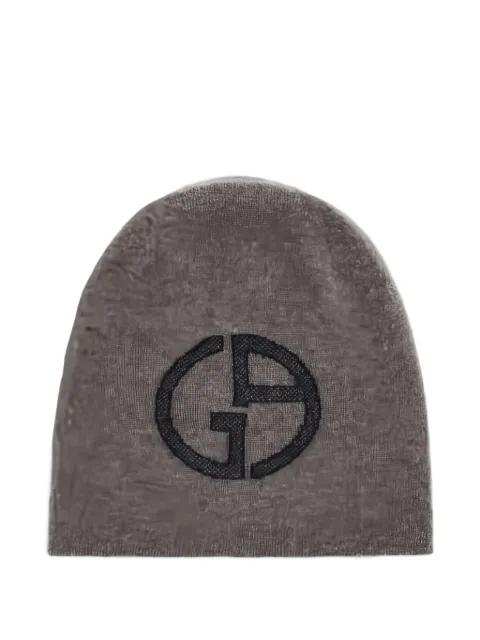 logo-detail cashmere beanie by GIORGIO ARMANI logo-detail cashmere beanie by GIORGIO ARMANI