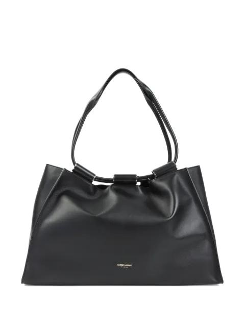 logo-detail leather shoulder bag by GIORGIO ARMANI