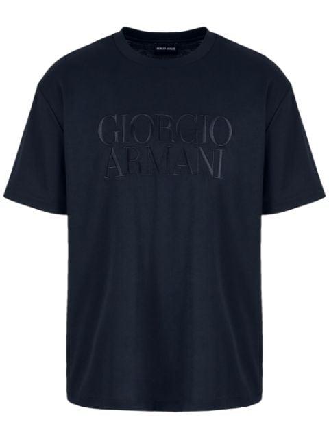 logo-embroidered cotton T-shirt by GIORGIO ARMANI