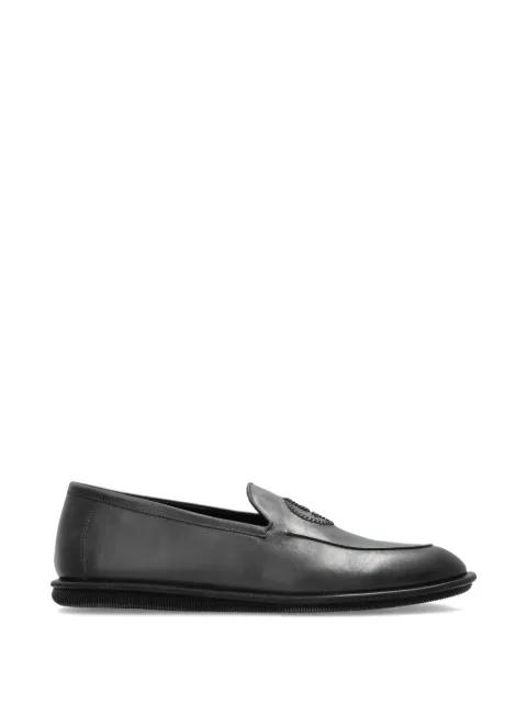 logo-embroidered leather loafers by GIORGIO ARMANI