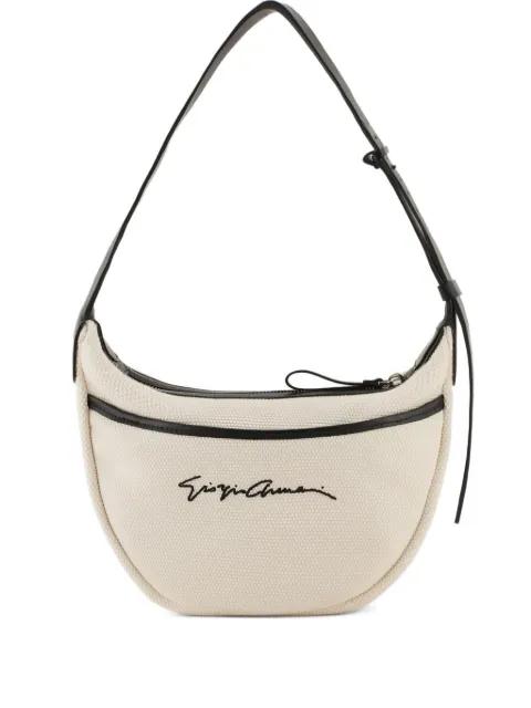 logo-embroidered zip shoulder bag by GIORGIO ARMANI